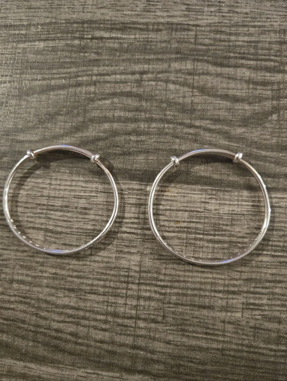 Set Of 2 Vintage hand-stamped sterling silver Adjustable Push Pull Baby Bengals